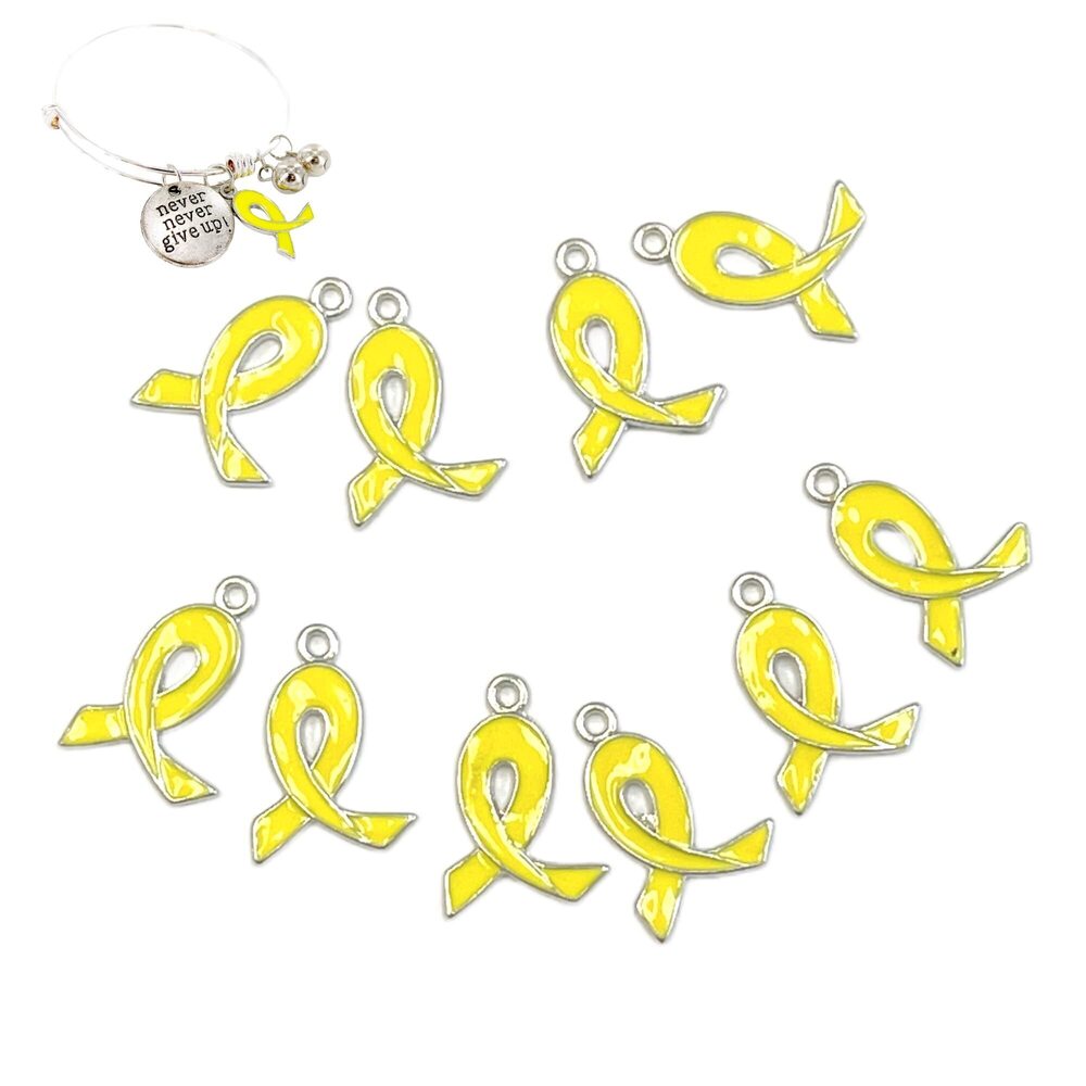 2012 Yellow Ribbon Charms Bulk For Jewelry Making - Endometriosis Suicide